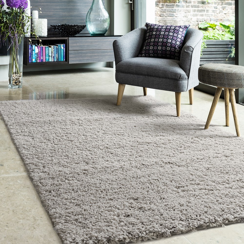 Jazz Shaggy Plain Modern Rugs in Light Natural